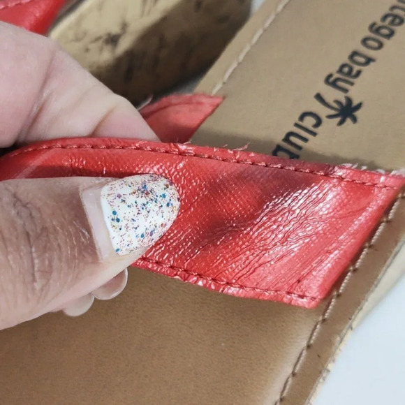 Montego Bay Club Thong Platform Sandal Cork Wedge Heels Women Size 7.5 Red - Picture 8 of 8